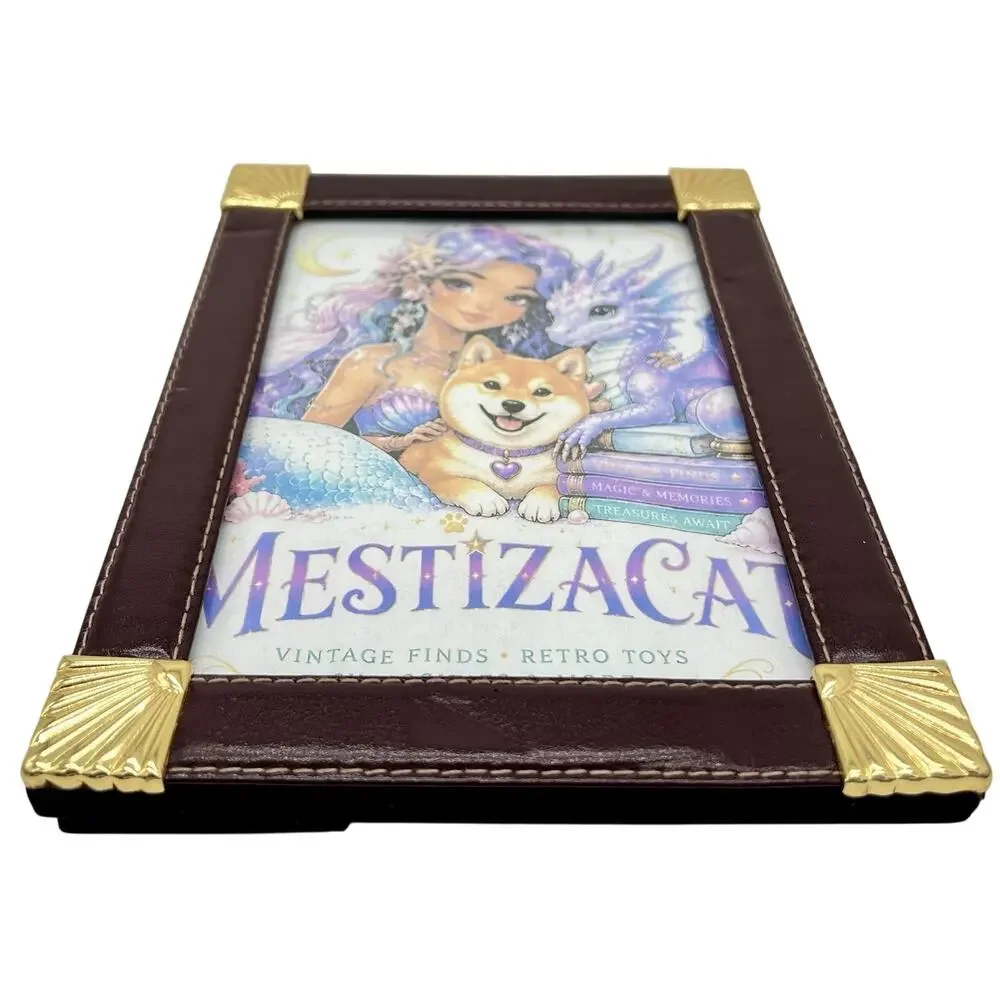 Vintage Loui Michel Cie Burgundy Gold Leatherette Picture Frame 8x6 Holds 6x5